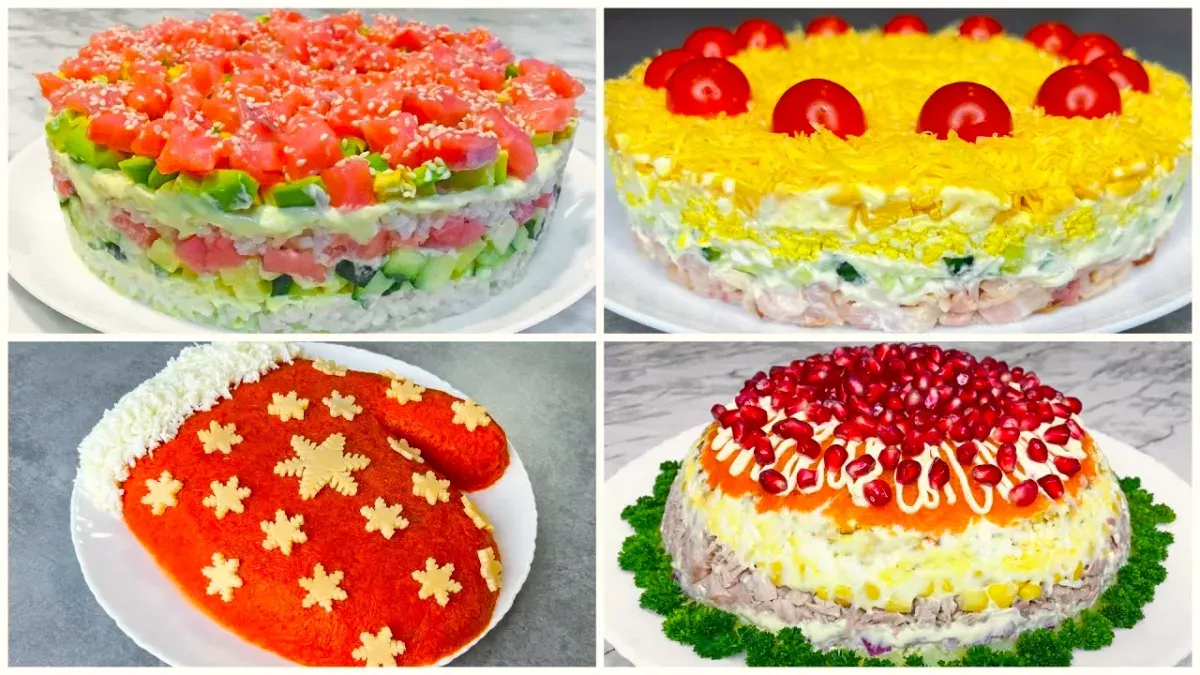 4 šventinės salotos Naujiesiems 2026 metams. Receptai, kurie sužavės visus svečius!