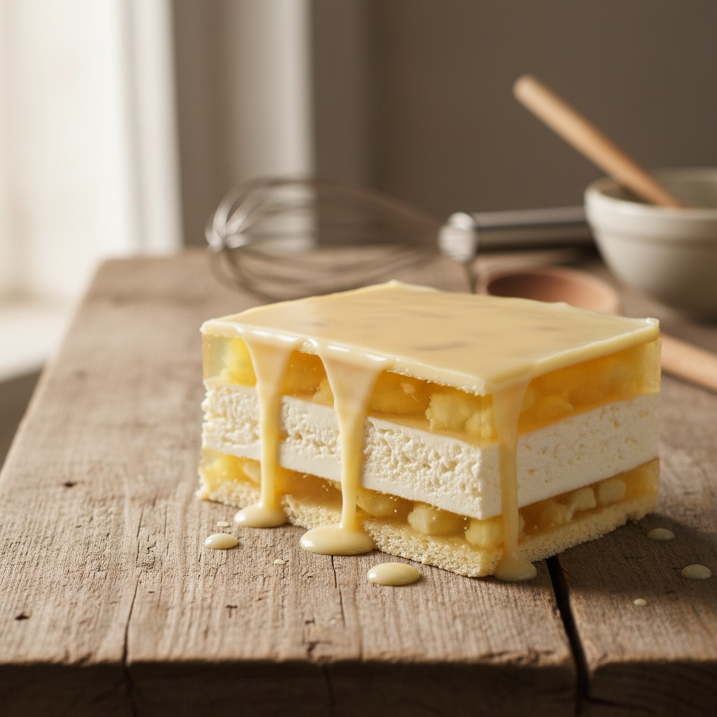 Gaivus varškės želė tortas su kondensuotu pienu: receptas