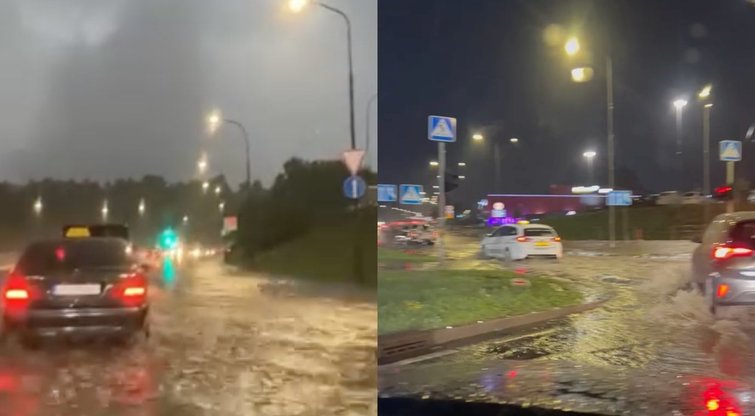 Dalį Lietuvos užklupo stipri liūtis, kai kur Vilniuje gatvės vos pravažiuojamos