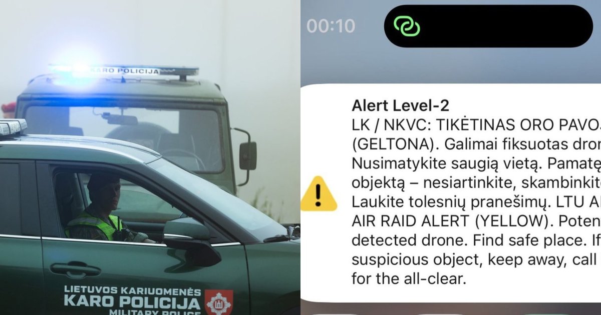 Dronas Lietuvoje, o signalas geltonas: kodėl neragino bėgti į priedangą?